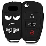 kwmobile Autoschlüssel Hülle kompatibel mit Audi 3-Tasten Klappschlüssel - Schlüsselhülle Don't Touch My Key Weiß Schw