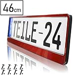 KHK 46-Line 06 Kennzeichenhalter ROT HP für Kurze Kennzeichen 46cm (2 Stück) inkl. Befestigungsschrauben und Dokumentenhü