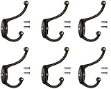 AILANDA 6pcs Kleiderhaken Vintage Kleiderhaken Doppelt Garderobenhaken Zink Metall Retro Wandhaken mit Schrauben für Badezimmer Küche S