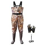SaphiRose PONCHO Wathose Anglerhose Hose mit Stiefel Damen Herren Jagd Fischer Trägerhose Gras-Tarnung Gr. 40