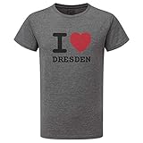 JOllify Dresden T-Shirt mit hochwertigem Druck – I Love – Größe: XXL – Farbe: grau C