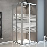 Schulte Duschkabine Eckeinstieg variabel Sunny, 77,6 - 90 cm, 3 mm Sicherheitsglas (ESG) Querstreifen, Silberfarben, D1940 01 72