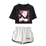 Hunter X Hunter Anime T-Shirts und Shorts Sets für Damen,Hisoka Top und Kurze Hose Sommer Sport Sets für Mädchen XS-XXL