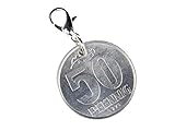 Miniblings 50 DDR Pfennig Charm Münze Ostalgie Geld - Handmade Modeschmuck I Kettenanhänger versilbert - Bettelanhänger Bettelarmband - Anhänger für Armb