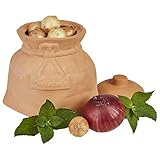 MamboCat Zwiebeltopf Terracotta Topf mit Deckel I Lustige Zwiebel-Aufbewahrungsbox Gemüsetopf Vorratstopf Zwiebeln im Geschenk-Karton I Tongefäß Küche Zwiebel-Behälter Ton 20 x 14 x 19,5
