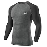 MEETWEE Kompressionsshirt Herren, Langarm Funktionsshirt Sportshirt Atmungsaktiv Fitnessshirt Männer Trainingsshirt Laufshirt für Running Jogging Gy