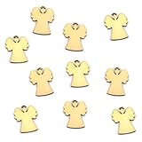 Oblique-Unique® 10 Stück Natur Holz Engel oder Weihnachtsbaum Anhänger mit Schnur als Christbaumschmuck Baumschmuck Christbaumanhänger Geschenkanhänger - Weihnachts Deko (Engel 10er Set)