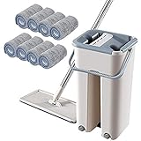 Lazy Man Free Handwaschen Flacher Schaber Mop Mikrofaser Mop Mop Eimer Stange Mop Praktische Reinigungsutensilien - Beig