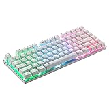 Z-88 RGB Beleuchtete Kleine Mechanische Gaming Tastatur : Blau Schalter LED-Beleuchtung Kompakt 81 Tasten Kabelgebunden, Weiß (QWERTY, US-Layout)