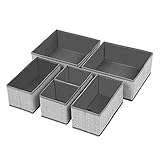 SONGMICS Aufbewahrungsboxen für Unterwäsche, 6er Set, Schubladen-Organizer, Stoffboxen, Aufbewahrungskörbe, Vliesstoff in Leinenoptik, Socken, Krawatten, Schals, g