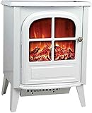 Heizlüfter 2000W tragbare Elektroherd Elektro Feuer - 54 cm freistehend Kamin mit Heizung und 2 Gebläsestufen mit realistischen und hell Brennen 3D Feuer und Holz whiteelectric Feuer, Farbe: Weiß