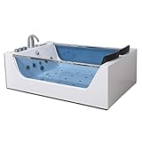 Home Deluxe - Whirlpool Badewanne - Atlantic XL weiß mit Heizung und Massage - Maße: 180 x 120 x 60 cm | Wanne für 2 Personen, Indoor J