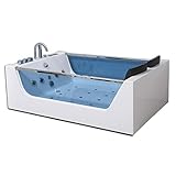 Home Deluxe - Whirlpool Badewanne - Atlantic XL weiß mit Heizung und Massage - Maße: 180 x 120 x 60 cm | Wanne für 2 Personen, Indoor J