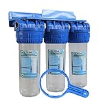 Wasserfilter Gehäuse TIO-6 SET Filtergehäuse 10 Zoll x 1' IG + Wandhalterung Wasser Pumpen Vorfilter System Brunnen Hauswasserwerk Garten Haus Trinkwasser Zisterne Pool F