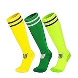 Anceky Fußballsocken 3 Paar,Die rutschfesten Running Fußball-Socken Unisex, Atmungsaktiv Sportsocken (Größe 28-33,34-38,39-44) (Gelb, S)