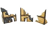 War World Gaming Fantasy Village Set von 3 Zerstörte Häuser - 28mm Fantasie Tabletop Gelände Modell Diorama Modellbau Landschaft Gebäude Wargaming Geländebau Haus M