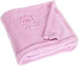 Playshoes Baby und Kinder Fleece-Decke, vielseitig nutzbare Kuscheldecke für Jungen und Mädchen, mit Bär-Stickung, Rosa, 100 x 150