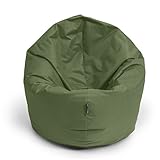 BubiBag Sitzsack L | 2-in-1 Sitzkissen mit Füllung Bodenkissen Kissen Sessel BeanBag (100cm Durchmesser, Khaki)