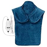 ZLZNX Rücken Heizkissen Elektrische USB Schulter Nacken Ultraleichte Plüsch mit Abschaltautomatik Waschbar Flanellmaterial Heizung Schaldecke,Blau,US