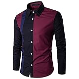 KBUY Herren Hemden Herren-Hemd Slim-Fit Herrenhemden Langarm-Hemden Männer Freizeit-Hemd Business Herren Freizeit Hemden Shirt Tops Mode Langarmlig Men's Casual Dress Slim Fit M-3XL