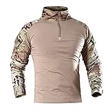 ZYSK Herren Tactical Shirt Combat Shirt Slim Fit Langarm Camouflage Shirt Paintball Airsoft Army Hemd Baumwollhemd Outdoor Military T-Shirt mit T