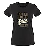 Comedy Shirts - Darf ich Ihnen das Tschüss anbieten? - Damen T-Shirt - Schwarz/Hellbraun-Beige Gr. M