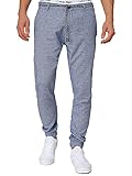 Indicode Herren Blnda Stoffhose aus 55% Leinen & 45% Baumwolle mit 4 Taschen | Lange Regular Fit Hose Herrenhose Sommerhose Leinenhose Baumwollhose mit Kordel-Gürtel für Männer Navy XXL
