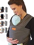 Kleiner Held® Baby Tragetuch - hochwertiges elastisches Tragetuch - Babytrage für Früh- und Neugeborene Babys ab Geburt bis 18 kg inkl. Bindeanleitung und Aufbewahrungstasche I Farbe dunkelg