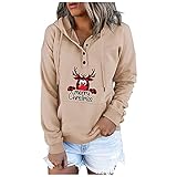 MEIYIKELO Hoodie Damen - Weihnachts Pulli Frauen kragenpullover Damen Pullover Damen kurz Shirt Langarm Damen kuschelhoody Fitness top