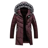 HOBEKIK Herren Winter Dicker Steppmantel Daunenparka Jacke mit Fellkapuze,B,3XL (Reaular)