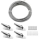 10 Meter Drahtseil Set Edelstahl Stahlseil Garten Drahtsei Draht Seil Kit Edelstahl Garten Drahtseile rankhilfe drahtseil edelstahl zum Aufhängen mit Drahtseil Feste Codes Schrauben und Gummistop