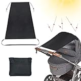 Kinderwagen Sonnenschutz, Babysonnensegel, Universal Sonnensegel für Babys mit Tasche, Kinderwagen Sonnendach mit UV Schutz 50+ und Rollo-Funktion, Baby Zubehör ideal auf Reisen - Schw