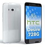 EAZY CASE Silikonhülle & Panzerglas im Set für HTC Desire 728G Dual SIM I Displayschutzglas, Panzerglas nur 0,3 mm 9H Härte, Schutzhülle Ultra dünn, Silikon Hülle, Backcover, Transparent/Kristallk