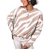 KXZD Pullover Damen Bluse Langarm Shirt Tunika Tshirt Kleidung Oberteile Tops Damen Pullover Sweater Gestreift Strickpullover Casual Sweatshirt Pulli Elegant Jumper Oberteile C