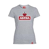 ASTRA Damen T-Shirt grau,Größe S, Damen-Bekleidung, Bier zum Anziehen als T-Shirt Print, mit dem typischen Herz-Anker, Geschenk-Idee für F