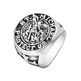 GXL&YZQ Ringe Für Männer Griechische Mythologie Edelstahl Ring Handgefertigt Poliert Herrlich Exquisite Schmuck Für Frauen Jungen Mädchen Jubiläumsgeschenk Retro Punk Wind,Silber,10