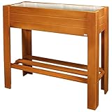 Wagner GreenFAMILY - Hochbeet - GreenBOX Light - Nadelholz, Massivholz FSC®, Kastanie, 70 x 83 x 34,5 cm, Regalboden, inkl. Pflanztasche - 25028001