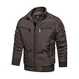 Herren Übergroße Pilotenjacke mit Stehkragen Gefüttert Warme Winterjacke Gepolstert Winddicht Outdoorjacke Windbreaker Mit Reißverschluss Tasche Skijacke Übergangs-Mantel Trekkingjacke, Gr: L-6XL