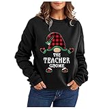 GFGHH Weihnachten Sweatshirt, Pullover Damen mit Schneeflocke Muster, Weihnachtspulli Rentier Drucken Christmas Vintage Langarmshirt Frauen Oberteile Rundhals Xmas Shirt Pulli Sport Top