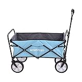 Bollerwagen faltbar,Handwagen Klappwagen,Transportwagen Für Garten, Einkaufen, Camping inkl.2 Netztaschen,Vollgummireifen,Verstellbarer Griff, tragbarer Wagen mit Einer Kapazität von 220 Pfund (Blau)