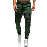 Take Idea Herren Trainingshose Einbeiniges Drucken Sporthose Lang Freizeithose Gummizug Mit Kordelzug FüHle Dich Schwer Low Waist Outdoorhose Classic Atmungsaktiv Trekking