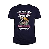 Uzubunki Once Upon A Time I was Sweet Little Young Girl Then I Fell in Love with A Grumpy Farmer T-Shirt, Unisex Marineblau, XXL