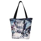 BINSNOW Mobile Suit Gundam Damen Canvas Handtasche Schultertasche Groß Shopper Schultertaschen Umhängetaschen Strandtasche für Schule Lässige täg