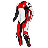 Dainese Assen 2 1-Teiler Perforierte Motorrad Lederkombi Weiß/Rot/Schwarz 52