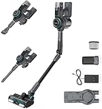 Redkey F10 Akku Staubsauger, 23000 Pa Hohe Saugleistung Faltbarer Handstaubsauger, 3 in 1 Kabelloser Staubsauger mit LED Elektrobürste, bis zu 60 Min, Teleskoprohr, Abnehmbarer Akku, Wandhalterung