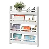 SoBuy KMB08-K-W Kinderregal Bücherregal für Kinder Wandregal Hängeregal Aufbewahrungsregal mit 4 Ablagen für Bücher und Deko weiß BHT ca.: 60x80x12