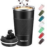 YUHENGLE Thermobecher- Isolierbecher, Edelstahl Travel Mug, 18oz/510ml Vakuum auslaufsicher Reisebecher mit Deckel, Autobecher, doppelwandig isoliert für Kaffee, Wasser und Tee, Kaffee-to-go B