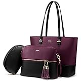 LOVEVOOK Handtasche Damen Schultertasche Handtaschen Tragetasche Damen Groß Designer Elegant Umhängetasche Henkeltasche Set 3-teiliges S