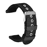 ULLCHRO Unisex Nylon Armband mit Edelstahl Silberne Schnalle 18mm Schw