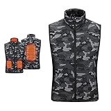 Winterjacke Herren Beheizte Weste Winter Ärmellose Weste mit 4 Heizbereiche: Elektrische Beheizbare Westen Outdoorjacke Waschbar Camouflage Weste Jacke für Skifahren, Wandern, Camping, Ang